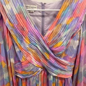Vintage 80s Pastel Rainbow Silk Gown